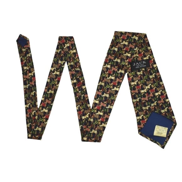 JACK Mens Tie Necktie Silk Horses Equestrian Golden Horse Multicolor 57 in - Picture 4 of 5